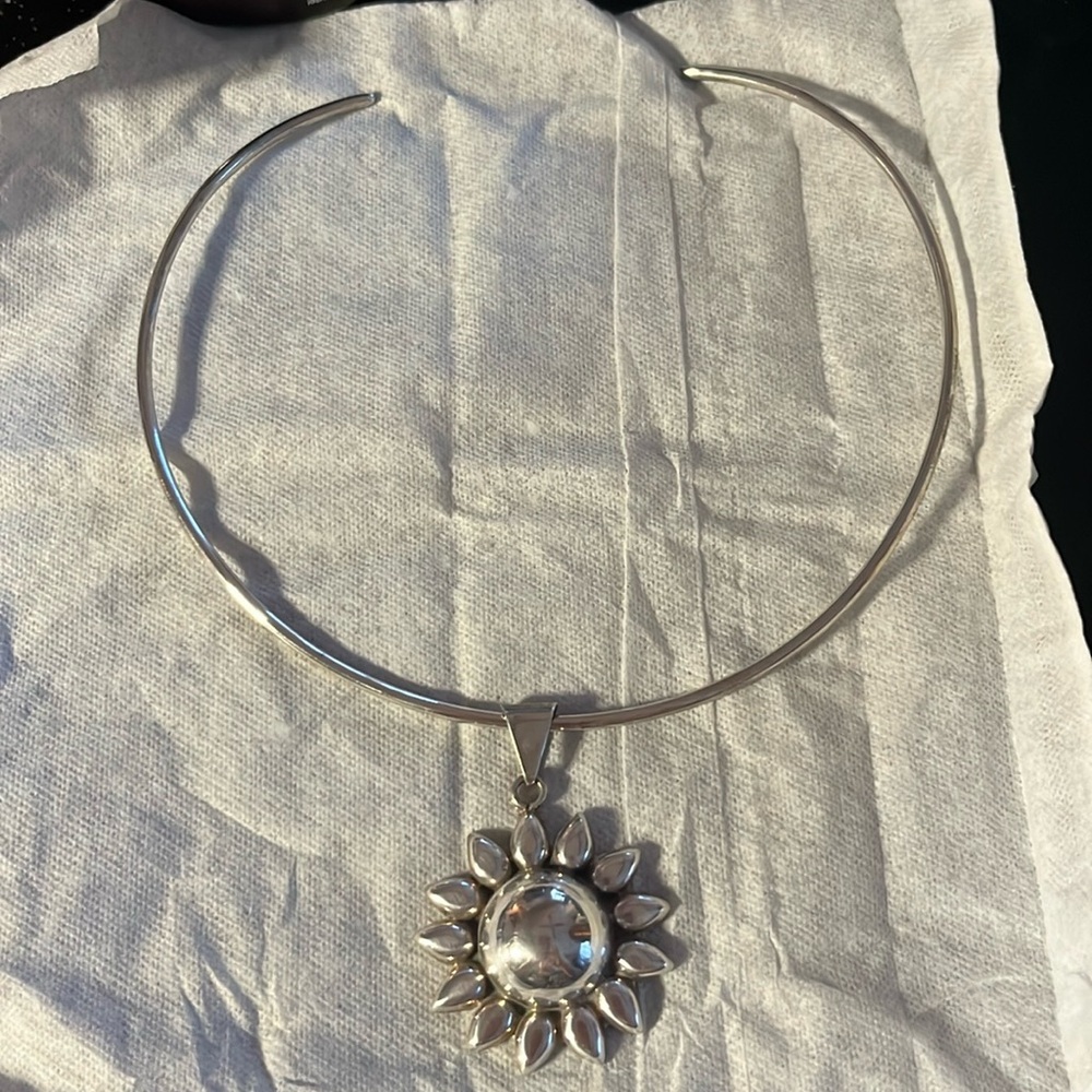 Mexican silver pendant and collar